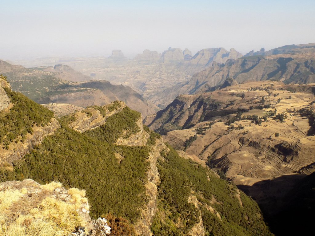 This photo shows the spectacular Simien mountains in Ethiopia