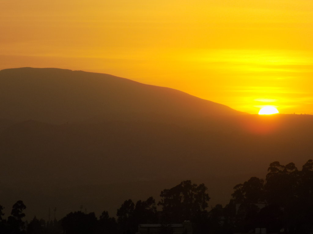 This photo shows a beautiful golden sunset over Addis Ababa