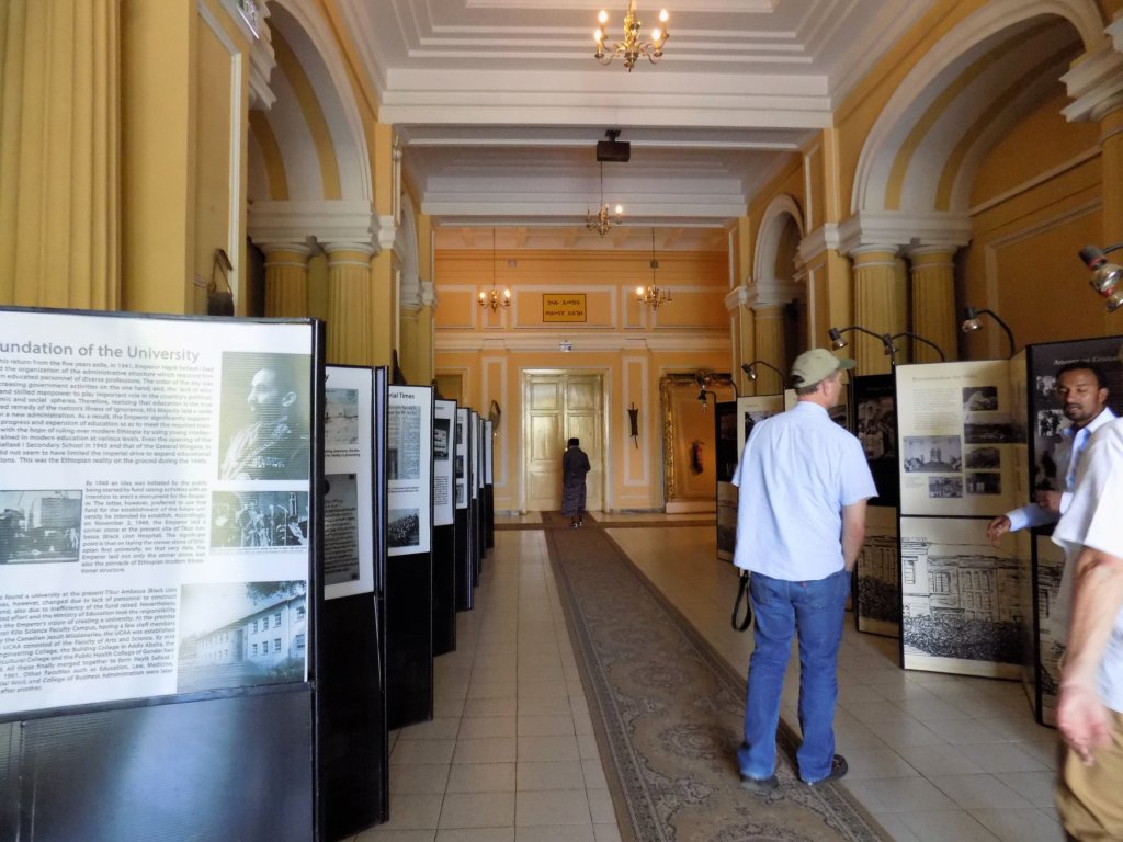 This photo shows the ground floor exhibition in the Ethnological Museum, Addis Ababa