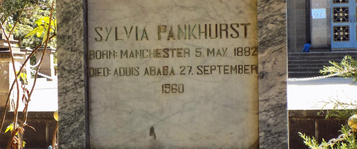 This photo shows a close-up of Sylvia's tomb with a very simple inscription stating her dates and places of birth and death