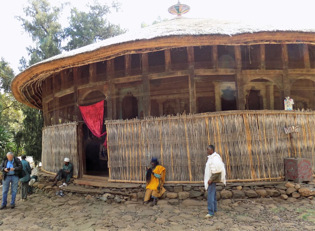 This photo shows the circular Bete Maryam church