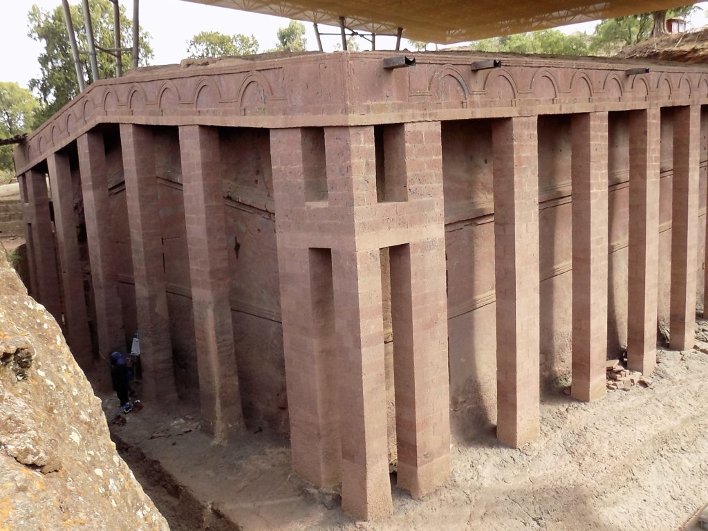 This photo shows Bet Maryam Church under its protective canopy