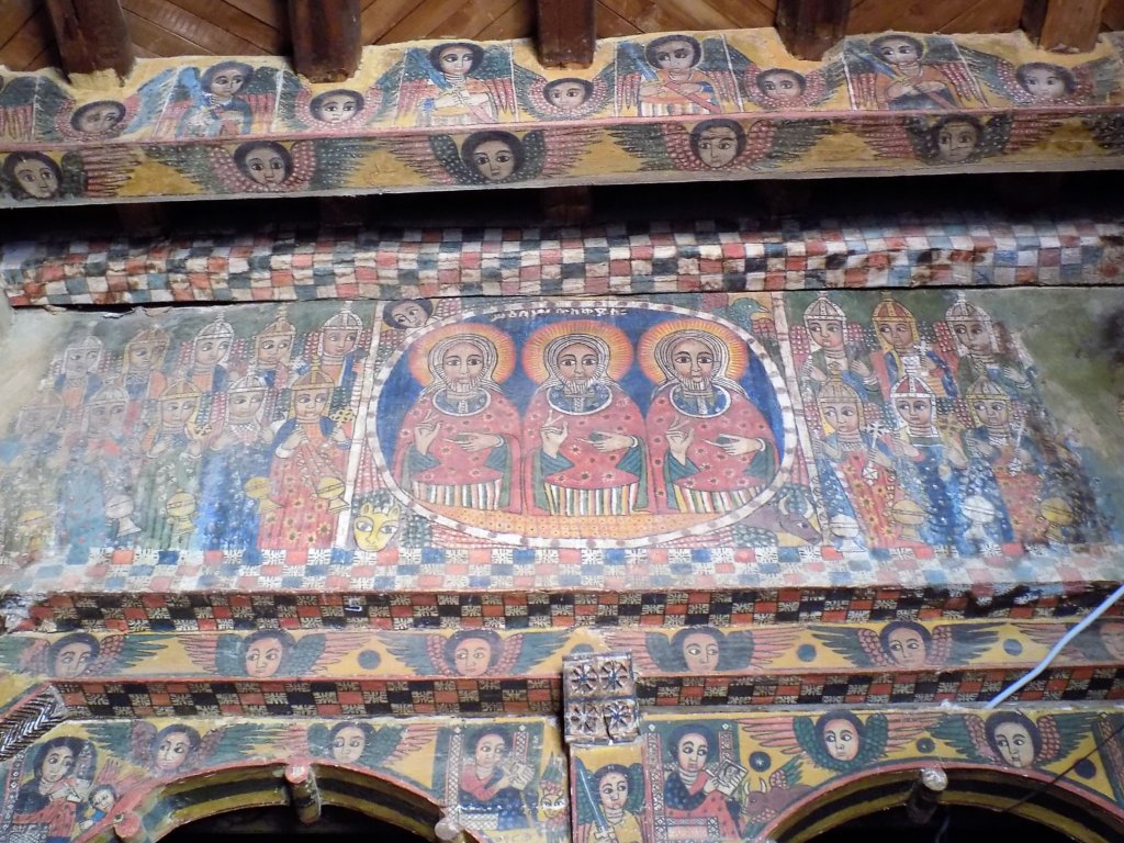 This photo shows some of the colourful murals insideAbraha We Atsbeha Church 