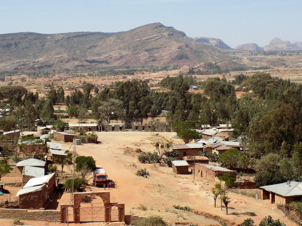 This photo shows the village from the vantage point of the church on the hill