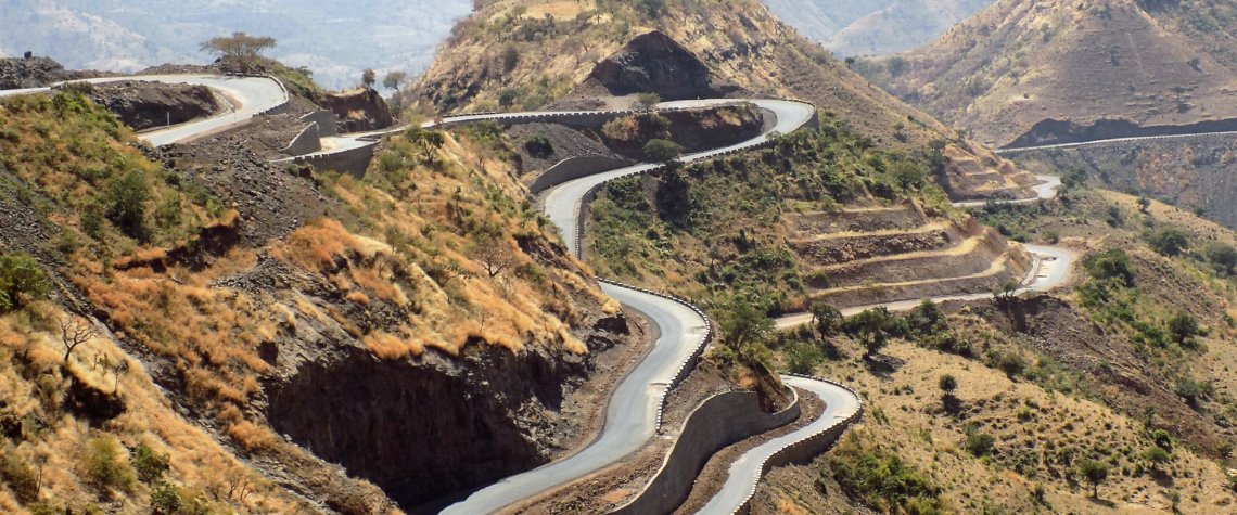 This photo shows an incredible road winding its way around the mountains