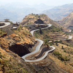 This photo shows an incredible road winding its way around the mountains