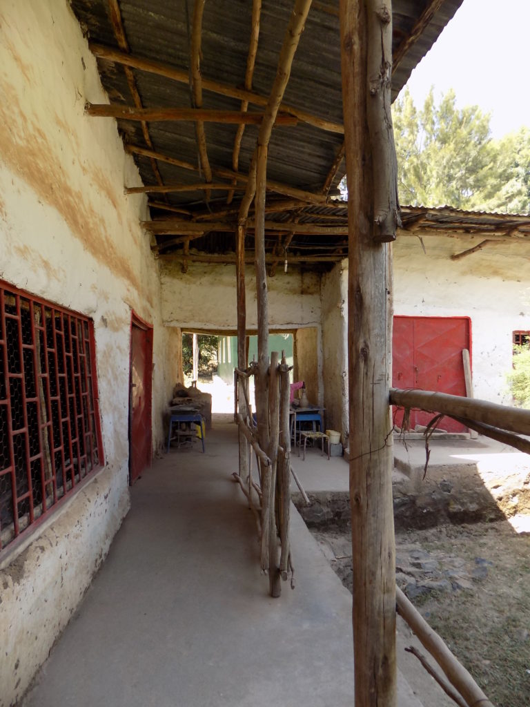 This photo shows some of the mud built workshops