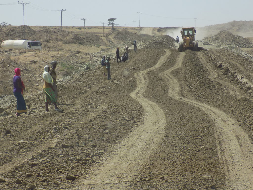 This photo shows diggers and other large machinery building the road we were driving on!