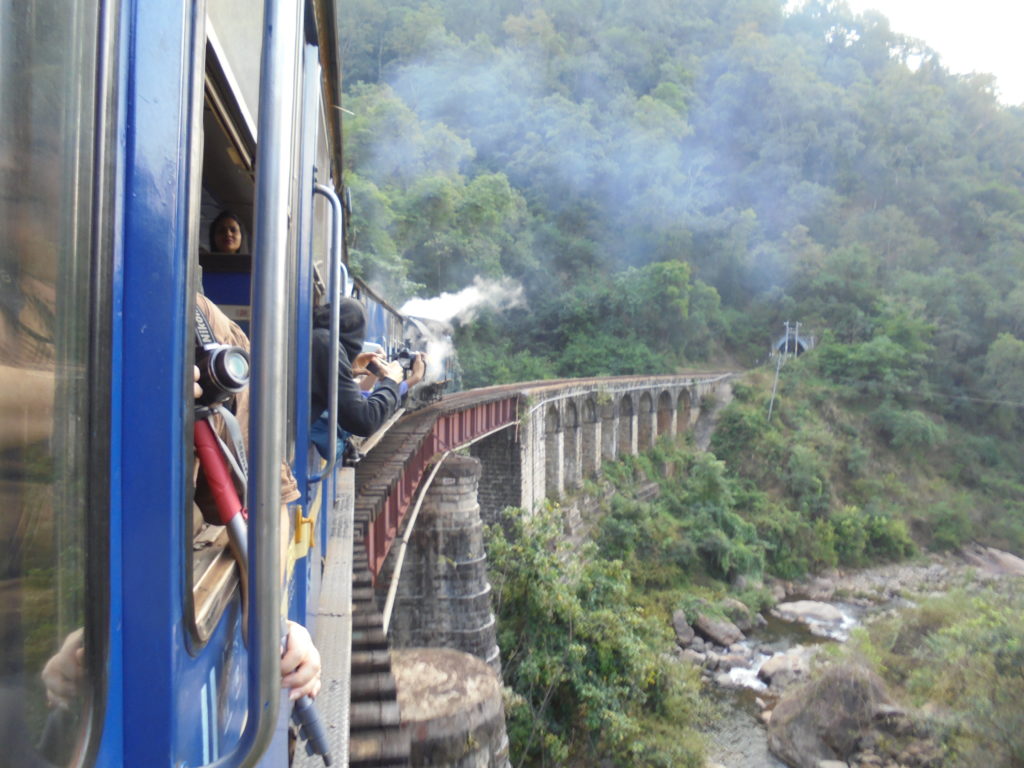 This photo shows just how high we were as we crossed another bridge on the railway