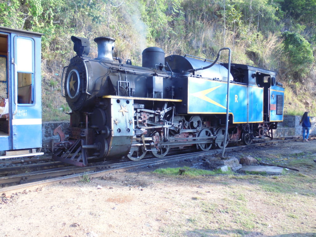 This picture shows our steam engine at the rear of our train because she was pushing our carriages up the hill