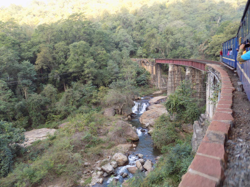 This photo was taken from the carriage window and shows us crossing a tall bridge