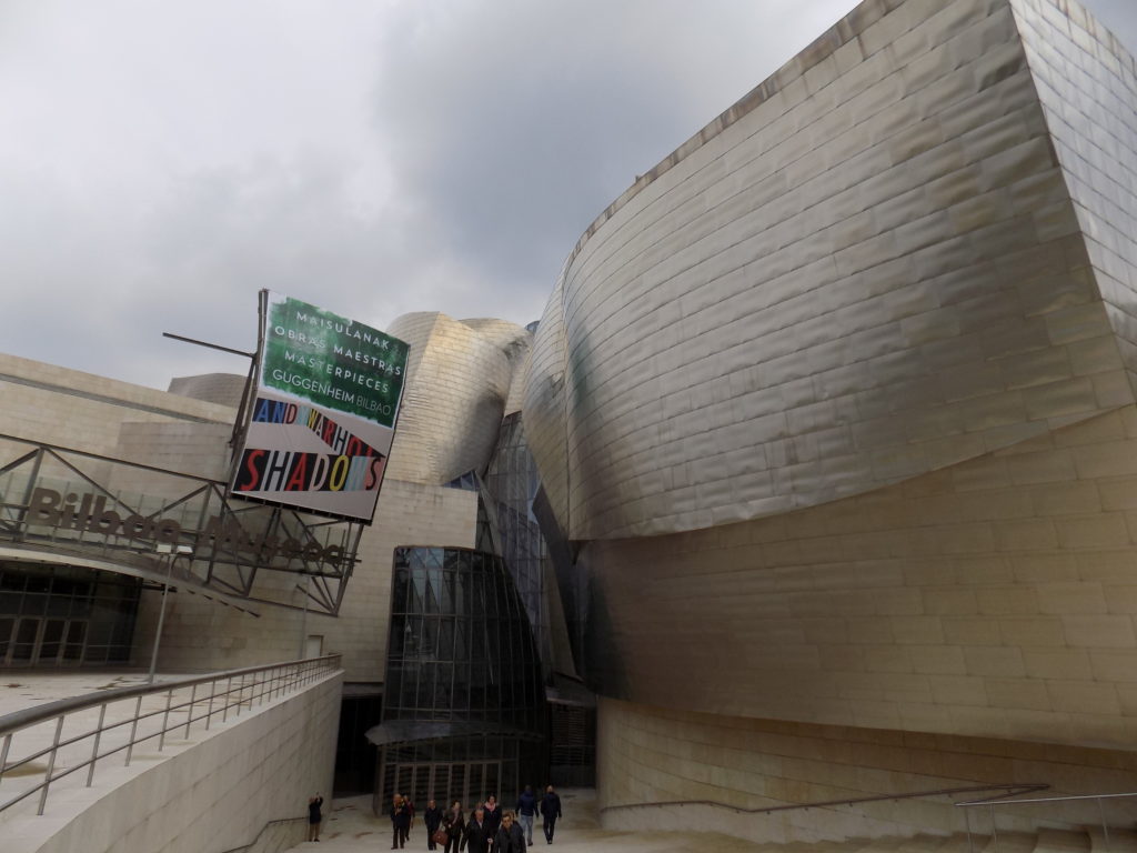 This photo shows the entrance to the Guggenheim Museum in Bilbao