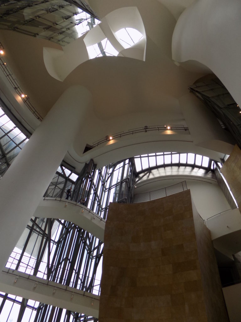 This photo shows the sculptural interior of the Guggenheim Museum