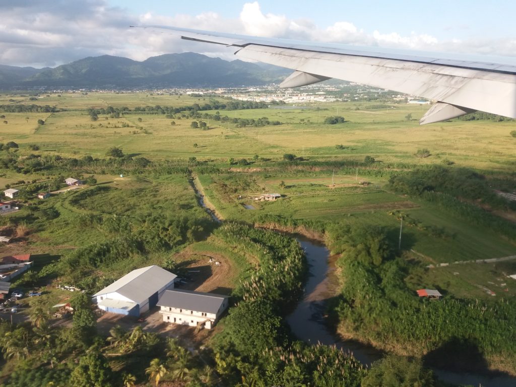 This image shows our approach to landing in St. Lucia. It was taken from the window on our flight from London Gatwick to Port of Spain, Trinidad. We briefly stopped in St.Lucia to drop some passengers off.