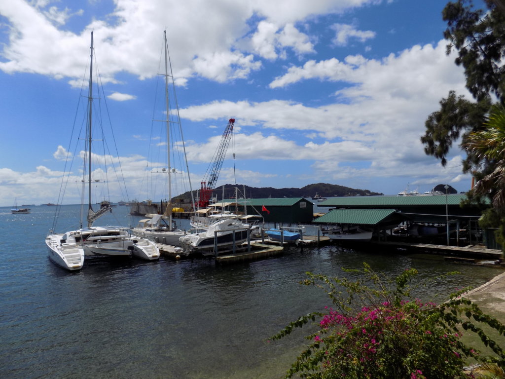 This image shows the view of Peake's yacht marina, Chaguaramas, Trinidad, taken from the balcony of the Zanzibar by the Sea restaurant where we were having lunch