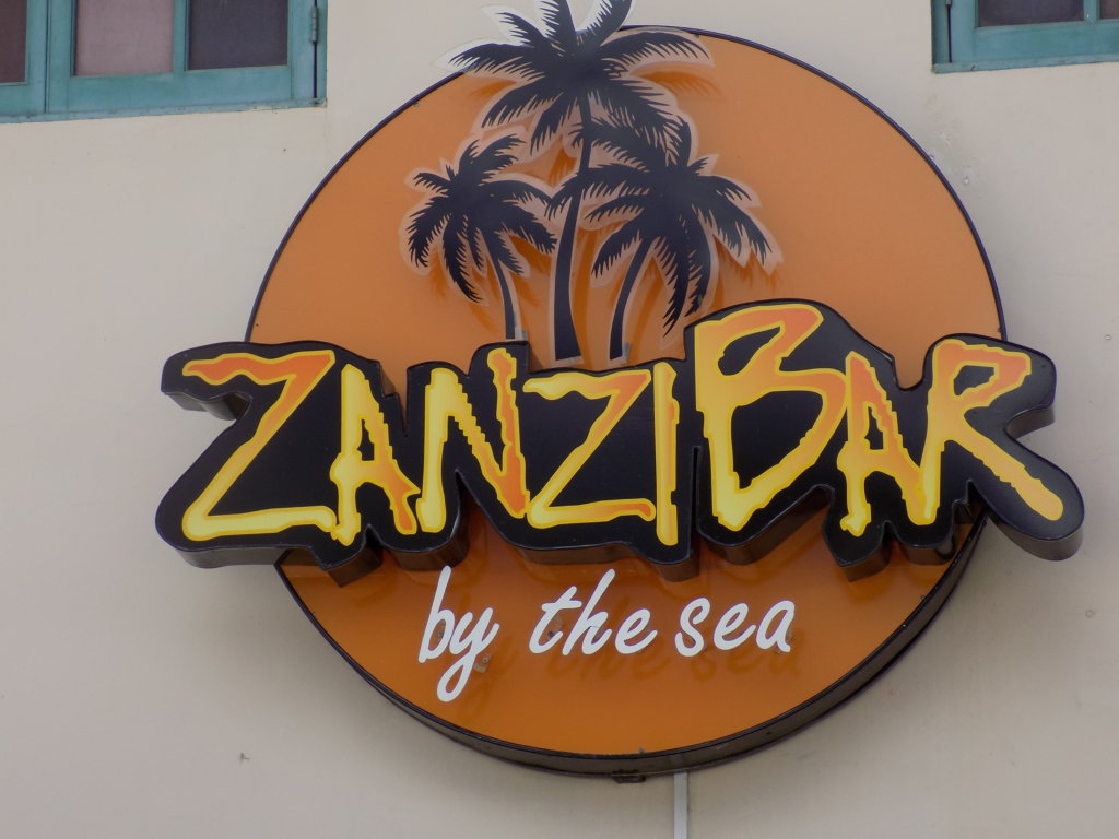 This image shows the sign outside the Zanzibar by the Sea Restaurant,Chaguaramas,Trinidad