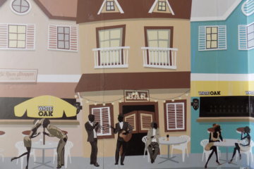 This picture shows a mural of a bar selling Angostura rum