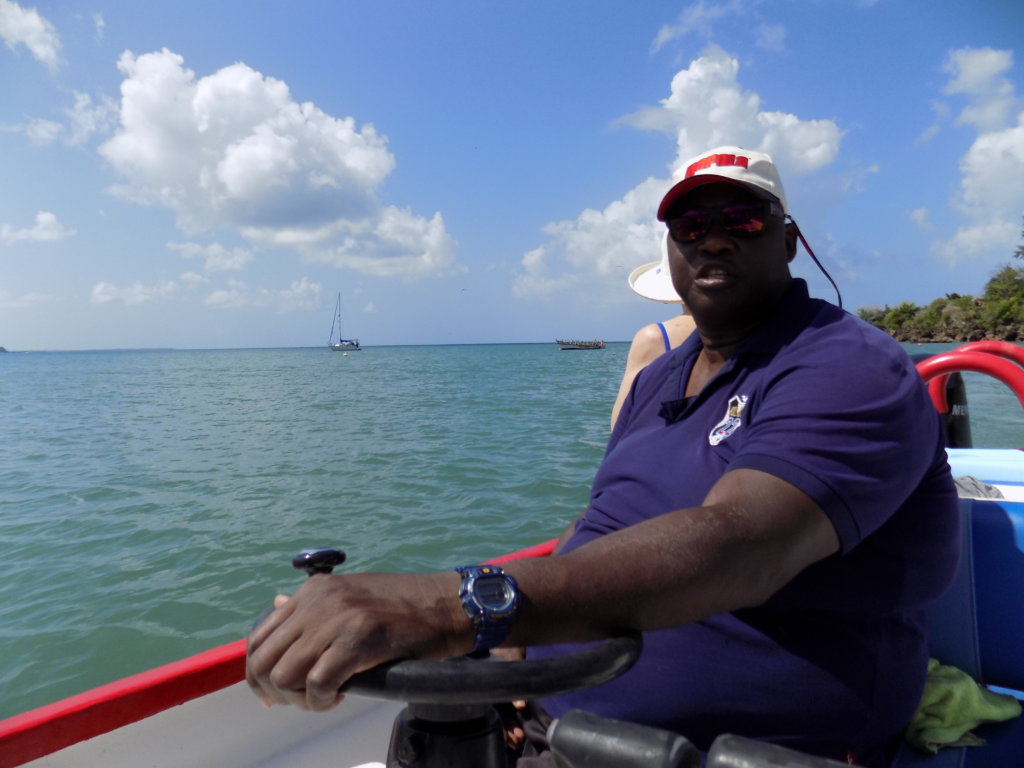 This photo shows Ali Baba on his boat