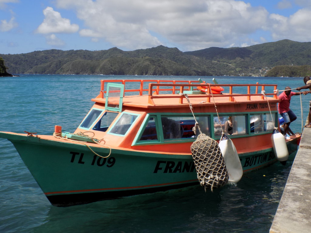 This photo shows our glass-bottomed boat that we went on to little Tobago