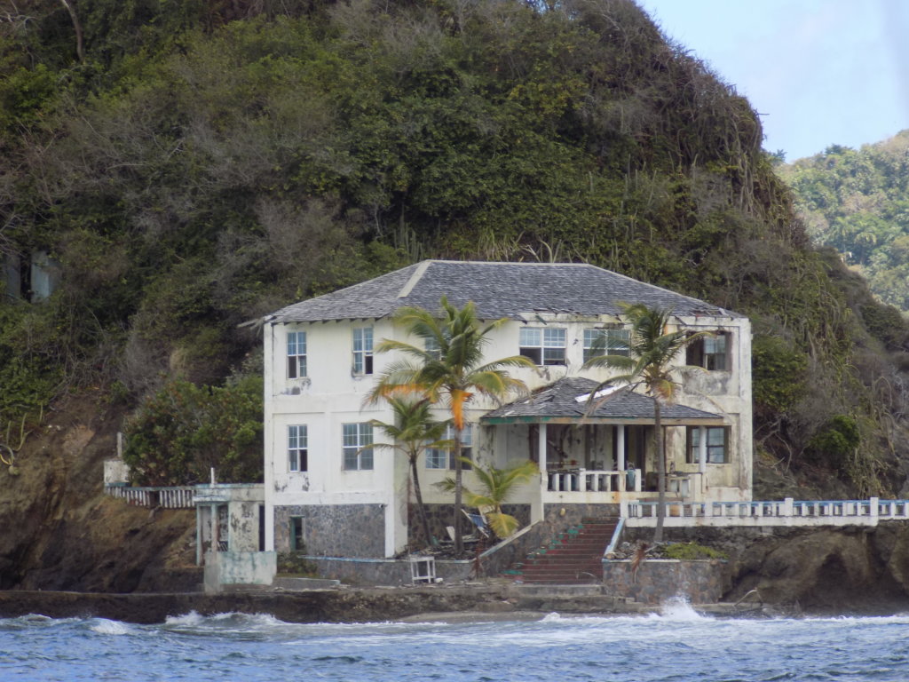 This picture shows the decaying house on Goat Island which locals say belonged to Ian Fleming