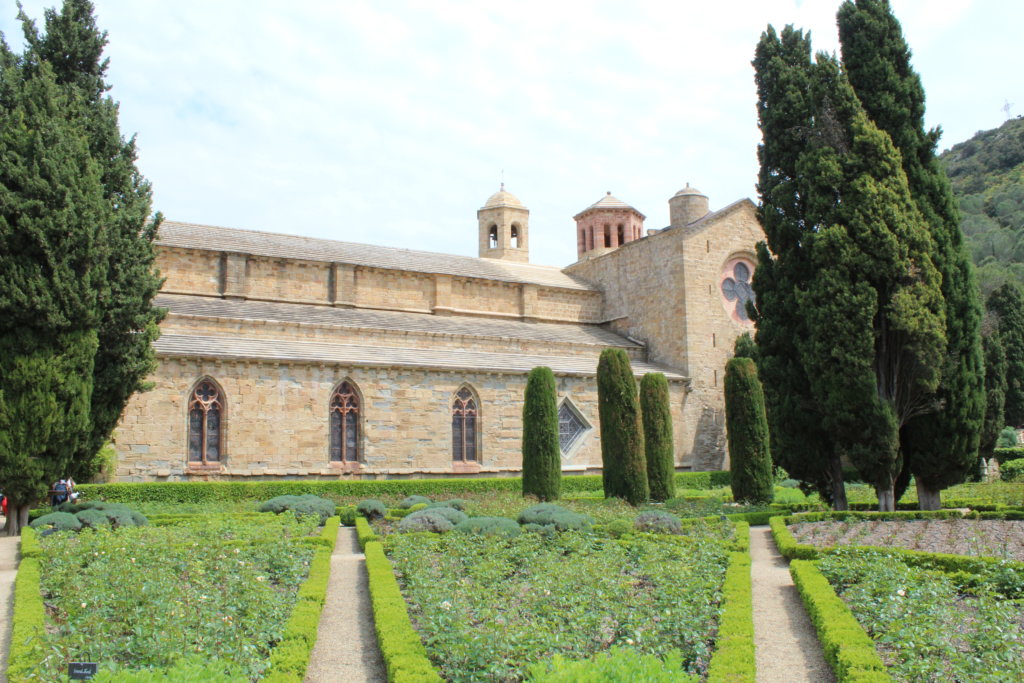 This photo shows the rose garden in front of the abbey