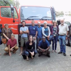 This photo shows our group standing in front of our truck, Christie