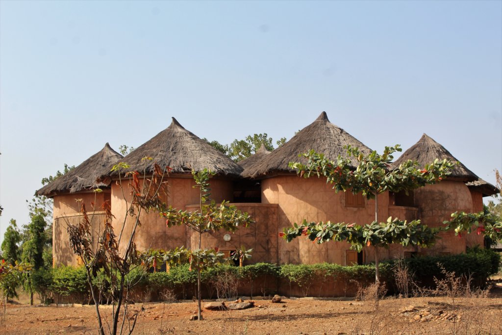 This photo shows our eco-lodge with its towers built to resemble a tata somba