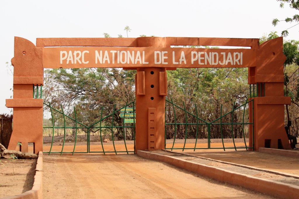 This photo shows the sign at the entrance to Pendjari National Park 