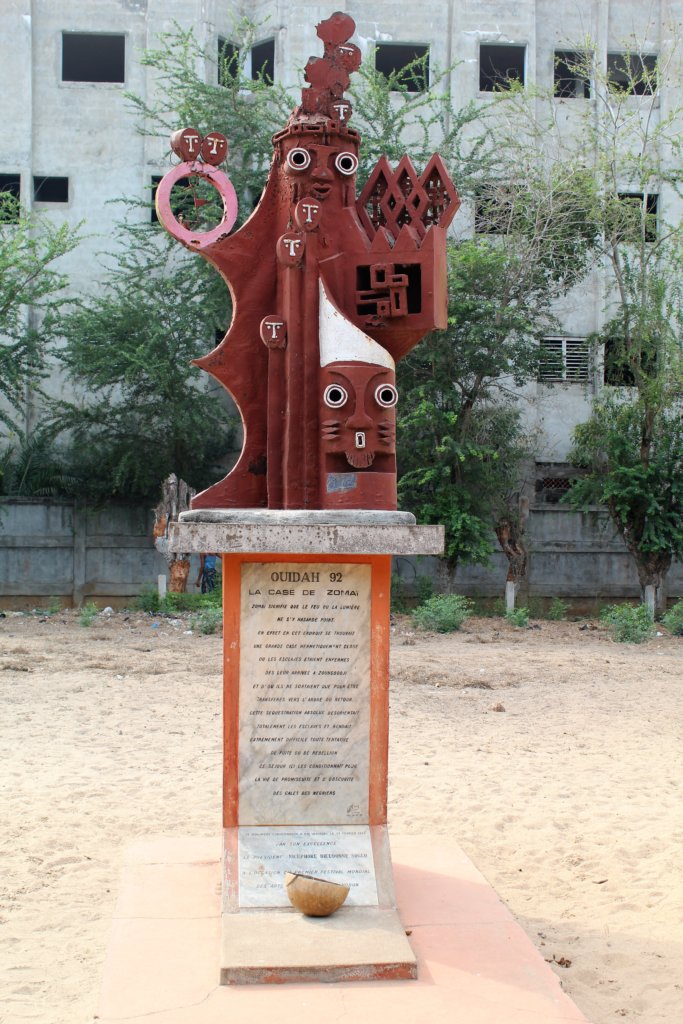 This photo shows a statue marking where the darkness rooms were