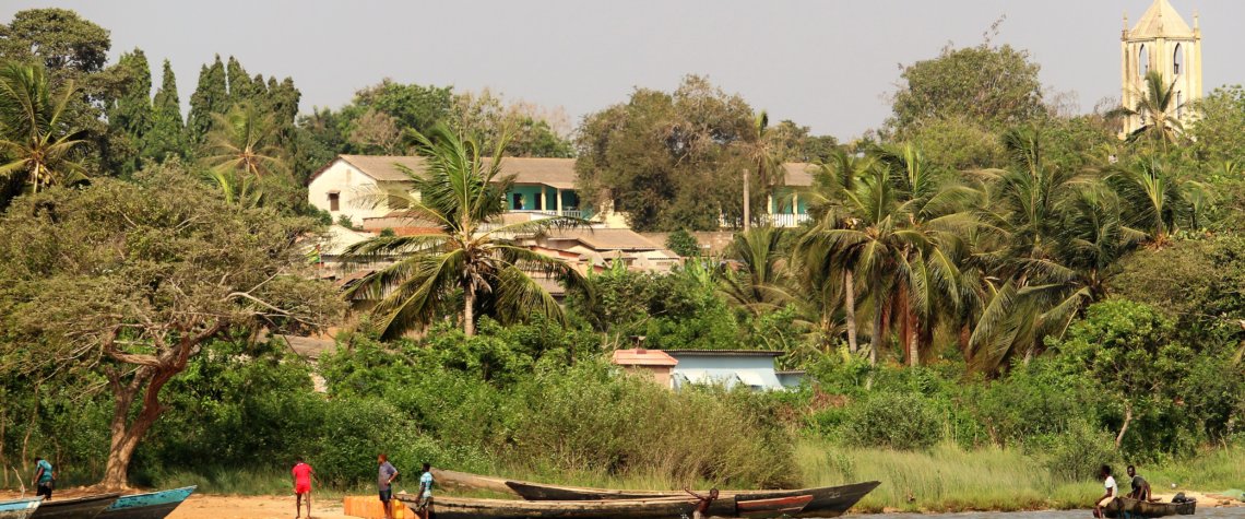 This photo shows the north shore of Lake Togo as we approached Togoville