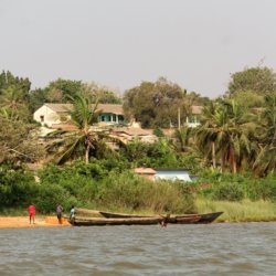 This photo shows the north shore of Lake Togo as we approached Togoville