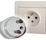 This picture shows a type E plug and socket with 2 round pins