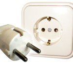 This picture shows a type F plug and socket with 2 round pins