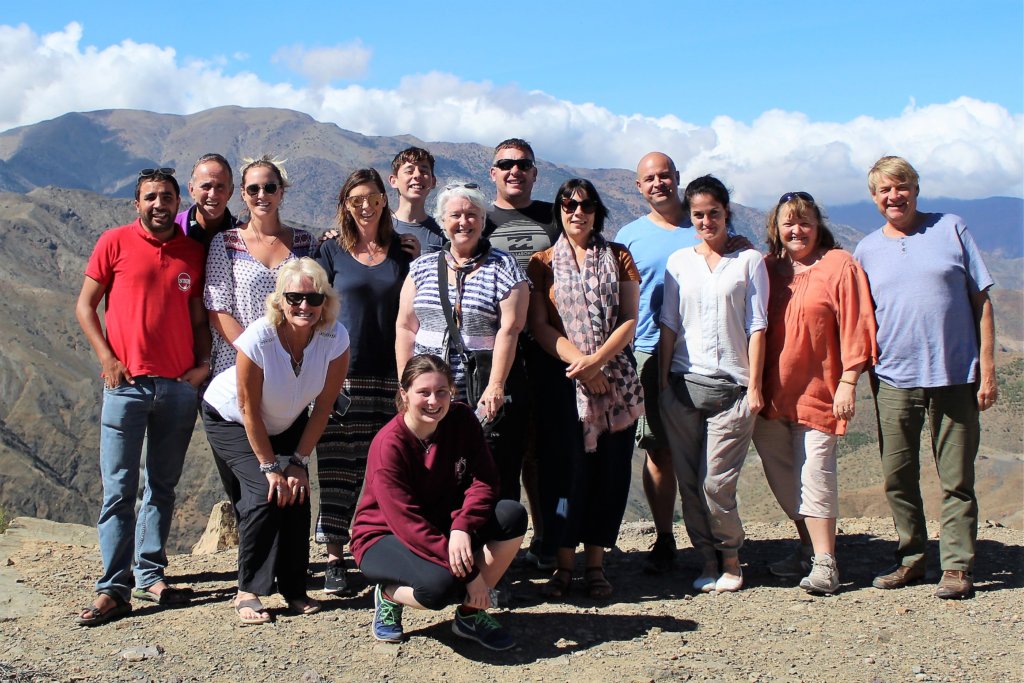 This photo shows our group on the highest road pass through the High Atlas Mountains