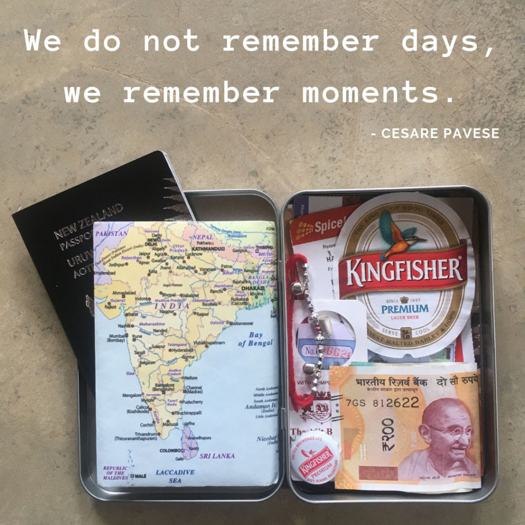 This picture shows a Passport Amigo travel wallet with the quote, 'We do not remember days, we remember moments.'