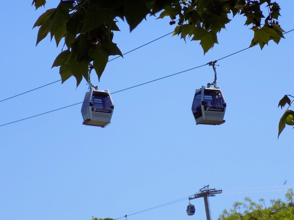 This photo shows a couple of the 8-seater cars on the Montjuic cableway