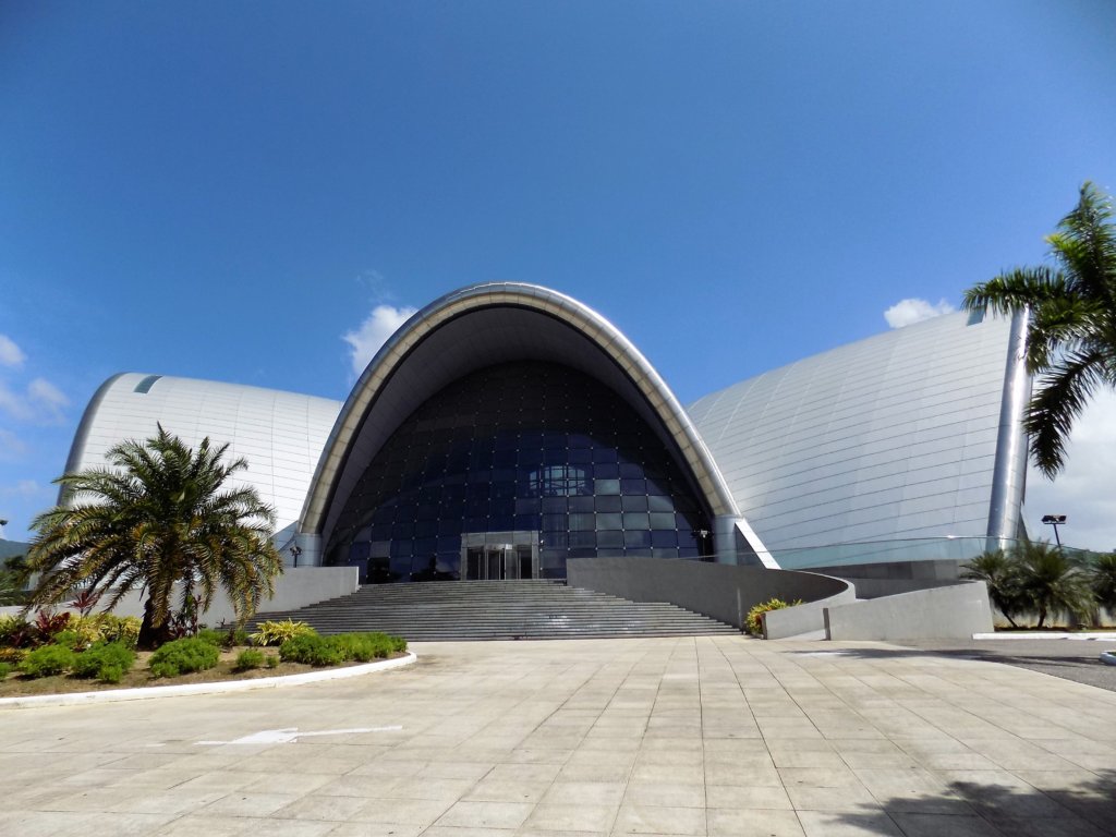 This photo shows the front of the academy with its glass and silver arches reminiscent of the shape of the Sydney Opera House