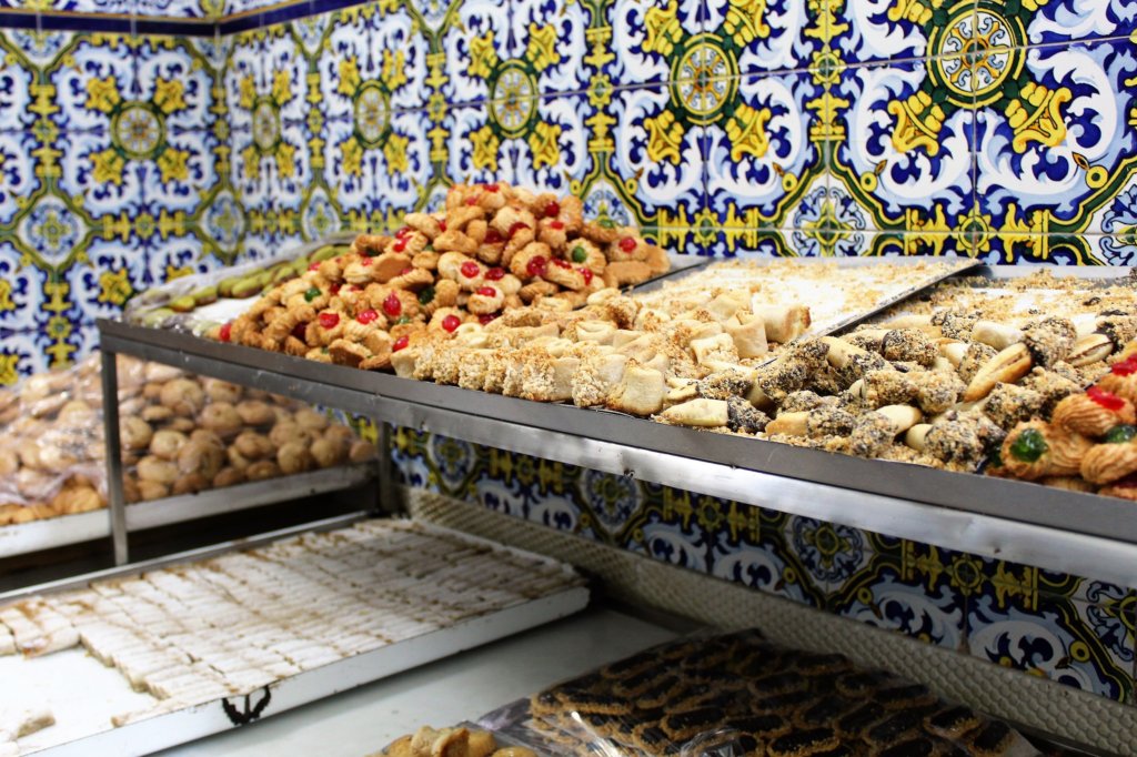 This photo shows a range of pastries for sale