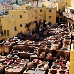 This photo looks down on the ancient dyeing pits