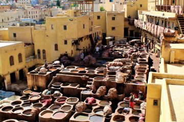 This photo looks down on the ancient dyeing pits