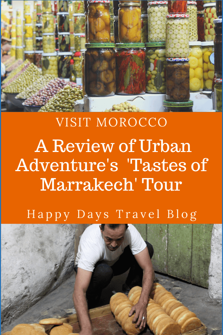 Are you planning a visit to Marrakech, Morocco? One of the best things to do in the city is a food tour. Read this post for my complete review of Urban Adventure's 'Tastes of Marrakech'. Sample doughnuts, olives, lamb, cookies, spicy soup, and much more. #africa #morocco #foodtour #marrakech