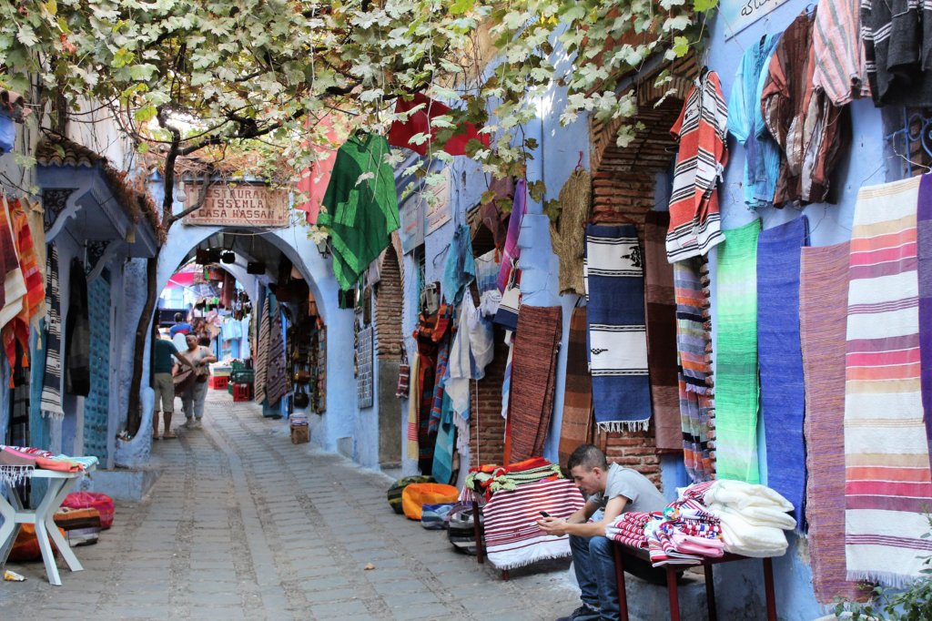 A colourful corner of Chefchaouen's medina