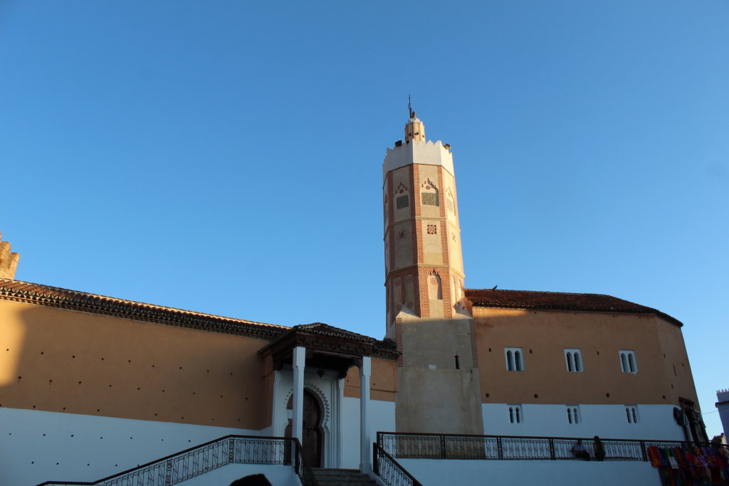 This photo shows the octagonal tower of Chefchaouen's mosque