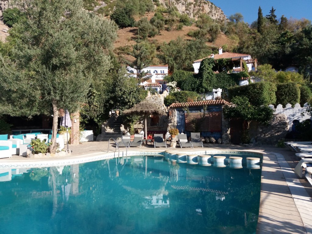 This photo shows the swimming pool at our hotel in Chefchaouen