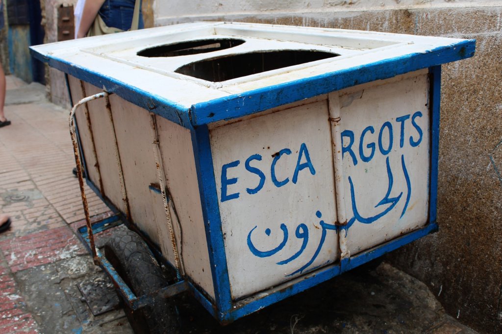 This photo shows an empty mobile snail stall