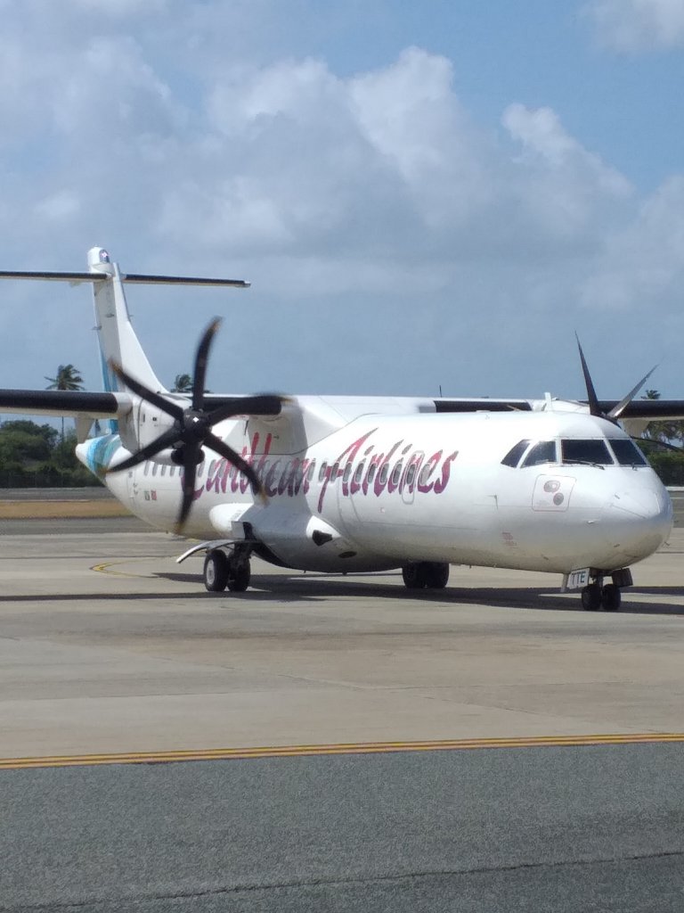 This photo shows the Caribbean Airlines plane which took us to St Vincent