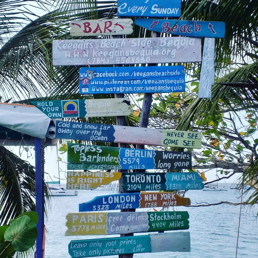 This photo shows a sign post with mutliple handwritten destinations