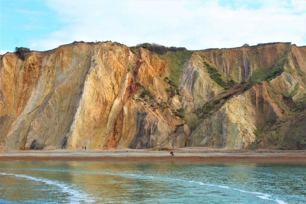 This image shows the coloured cliffs at Alum Bay