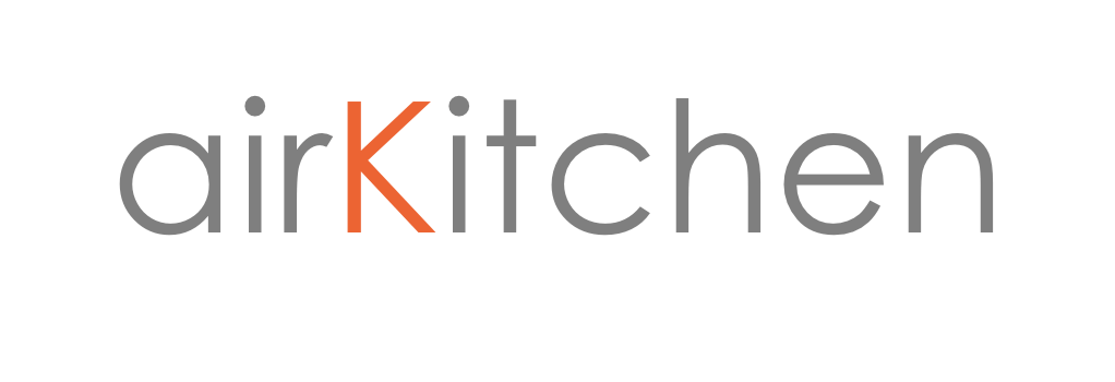 This photo shows the airKitchen logo - simple lettering on a white background