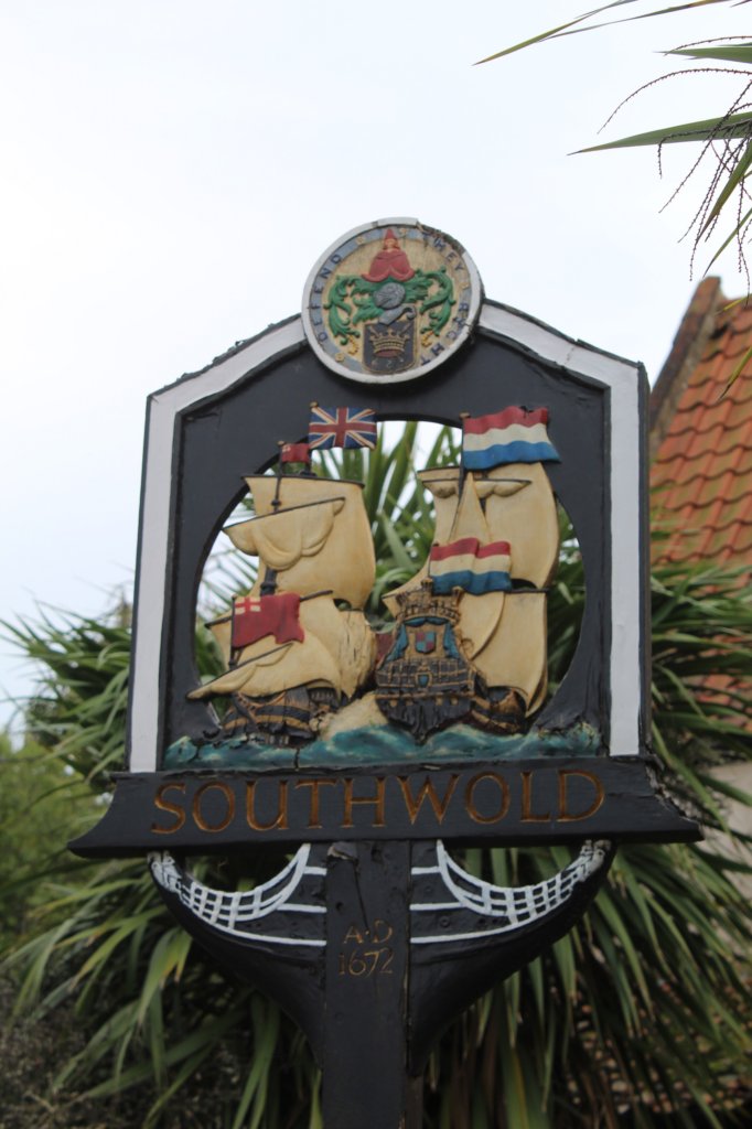 This photo shows the sign marking the entrance to Southwold